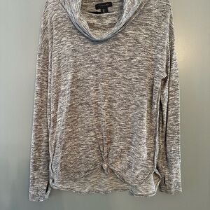 Tahari Heathered Gray Cowl Neck Sweater